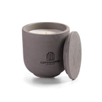 Open Intense Silence candle showing natural rapeseed wax and wooden wick inside dark grey ceramic vessel.