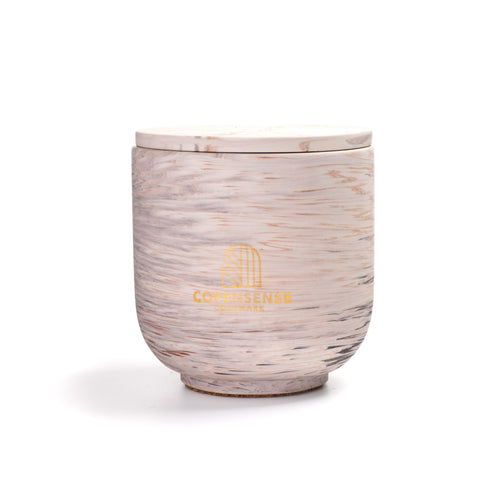 Unscented candle in a marbled Shades of Marbled Clay jar, hand-poured in Denmark