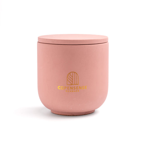 Pure Whisper scented candle in a solid Dusty Rose jar, hand-poured in Denmark