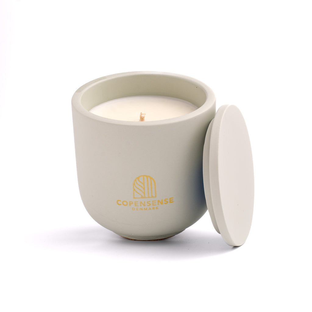 Herbal Sanctuary scented candle in a Pale Sage jar, hand-poured in Denmark