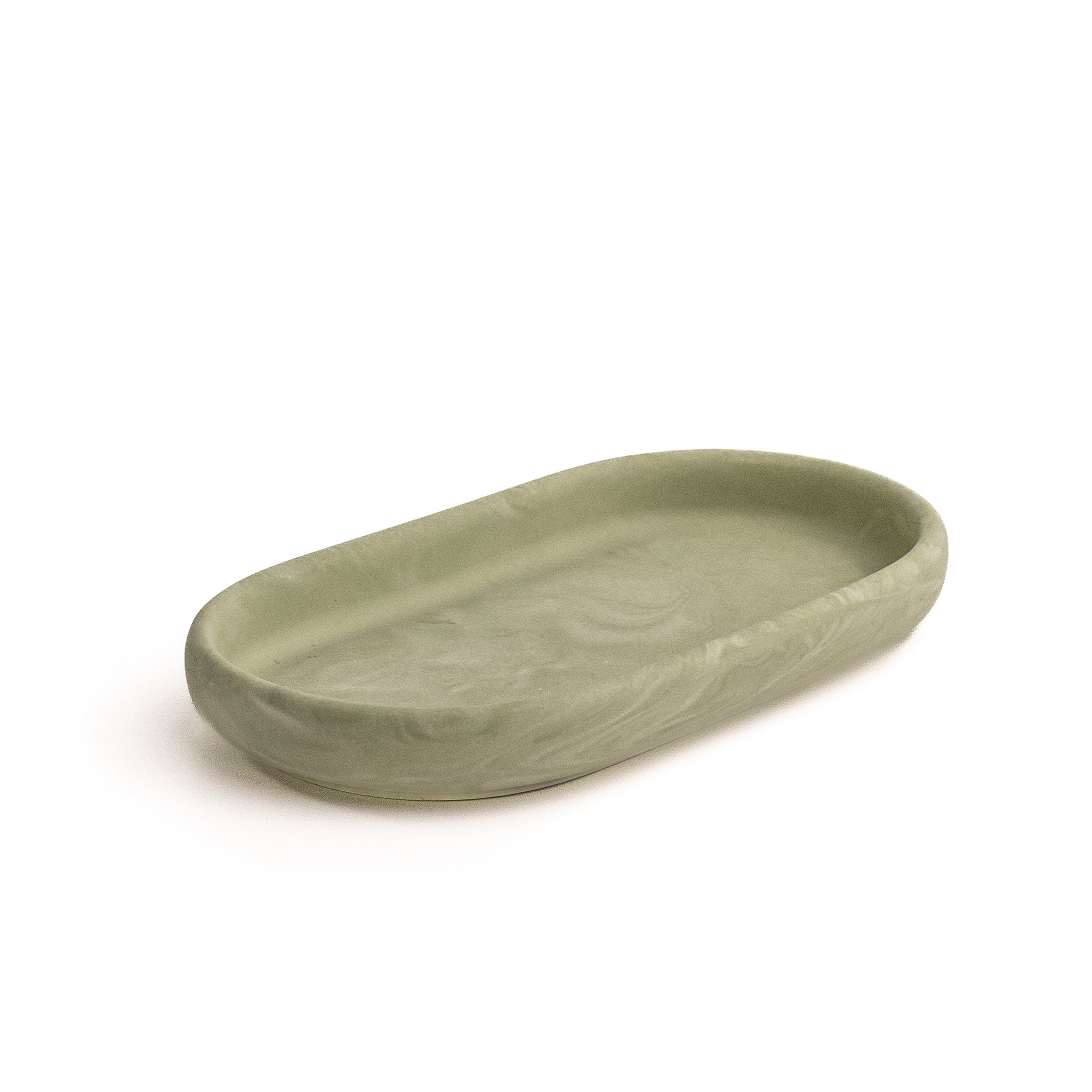 Handmade tray in shade shades of marbled sage, size small, chapter 4.1 from Denmark