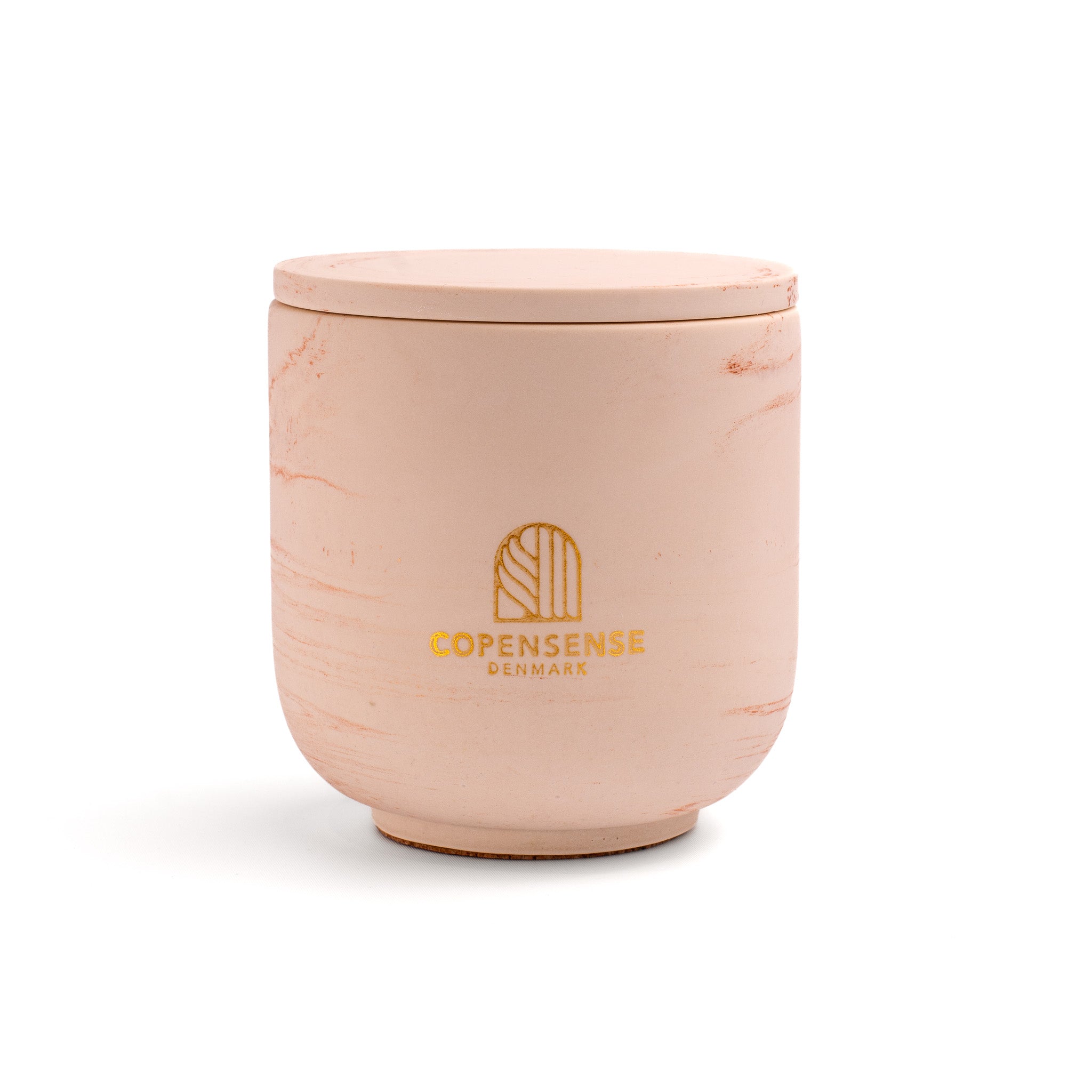 Unscented candle in a marbled Shades of Rose Clay jar, hand-poured in Denmark