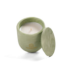Unscented candle in a marbled Shades of Marbled Moss jar, hand-poured in Denmark