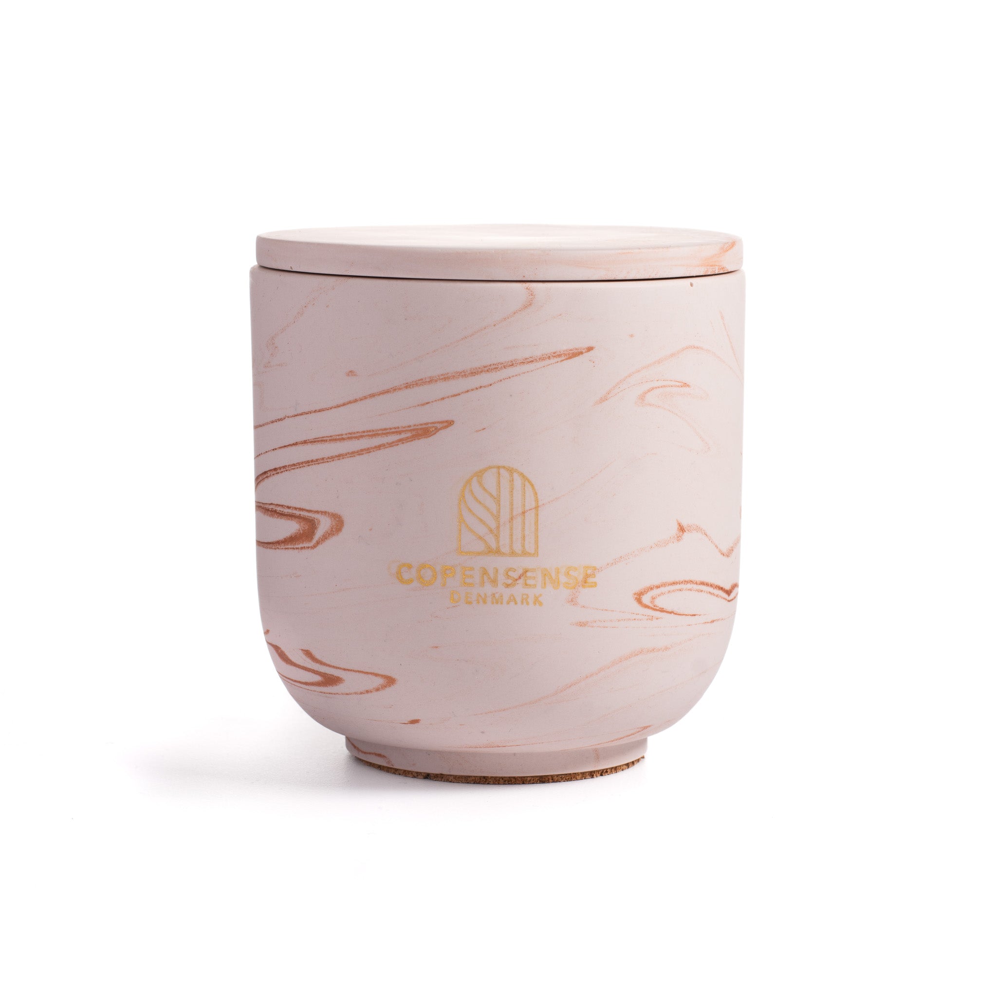 Unscented candle in a marbled Shades of Marbled Clay jar, hand-poured in Denmark