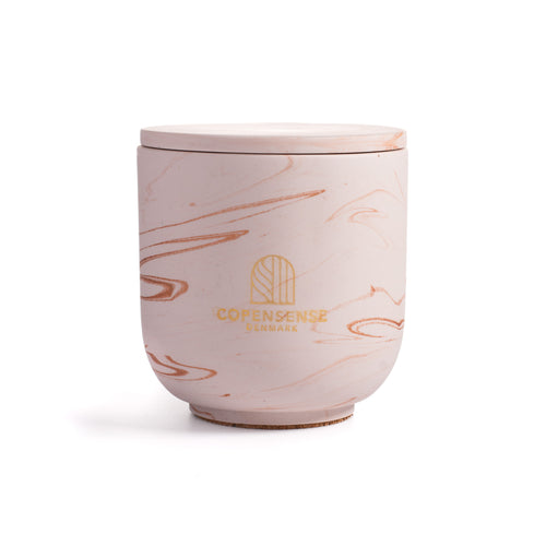 Unscented candle in a marbled Shades of Marbled Clay jar, hand-poured in Denmark