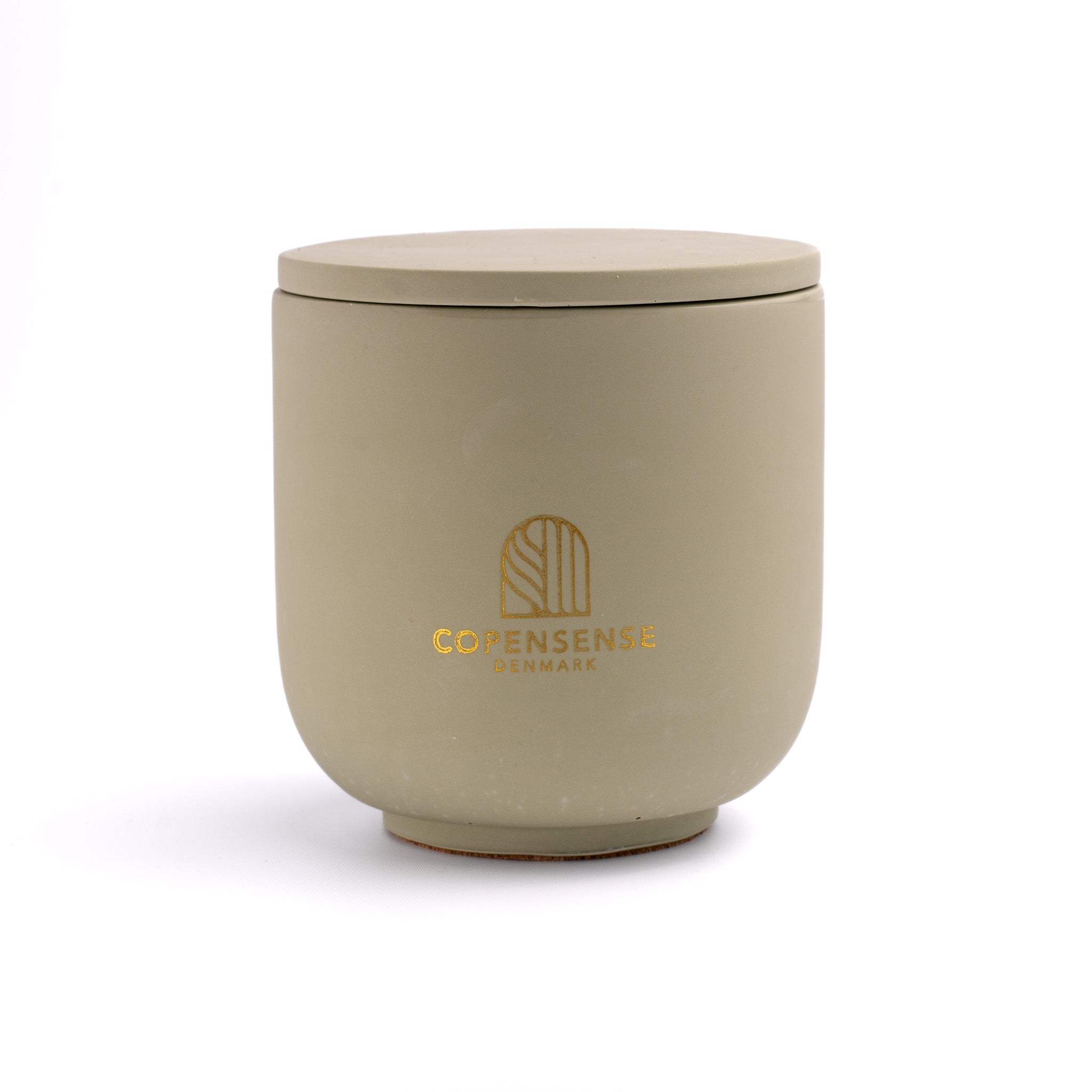 Herbal Sanctuary scented candle in a solid Sage Green jar, hand-poured in Denmark