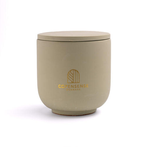 Herbal Sanctuary scented candle in a solid Sage Green jar, hand-poured in Denmark