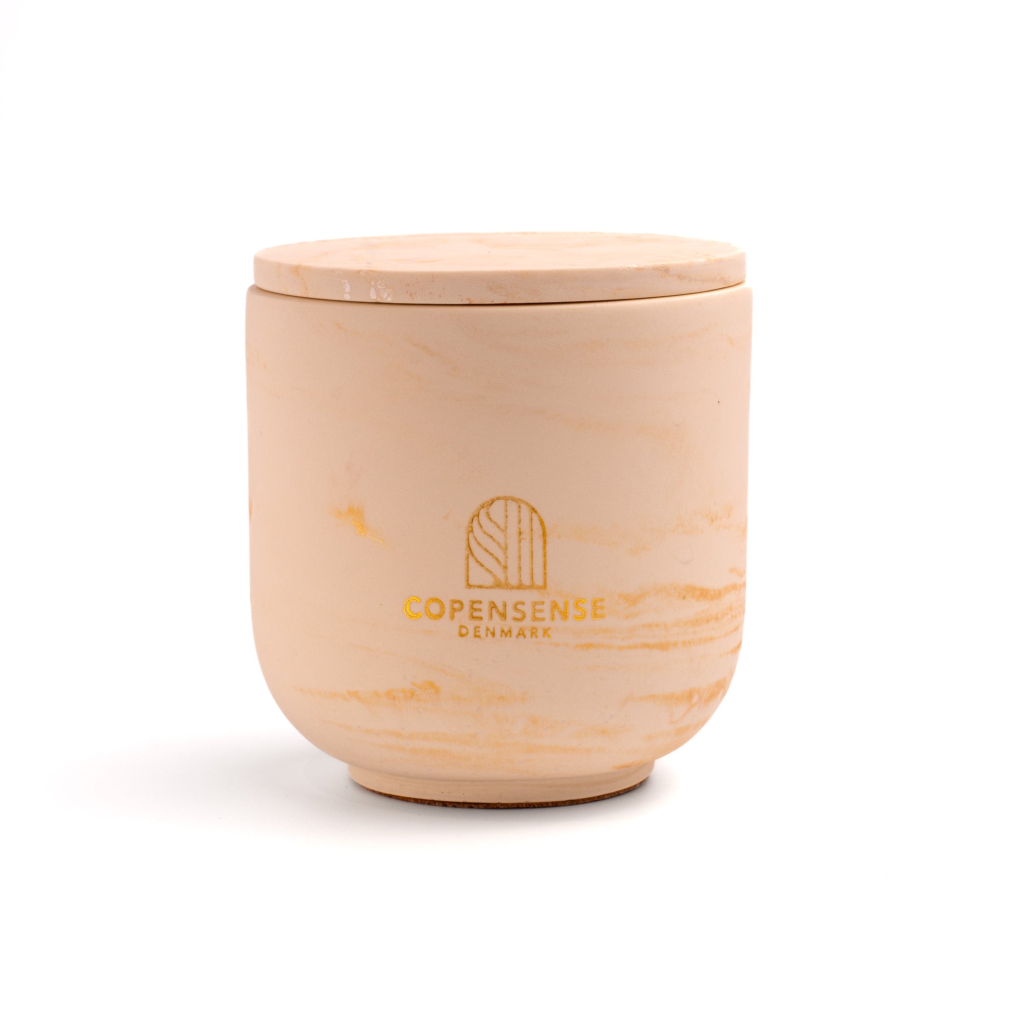 Unscented candle in a marbled Shades of Rose Clay jar, hand-poured in Denmark