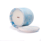 Unscented candle in a marbled Shades of Marbled Sky jar, hand-poured in Denmark