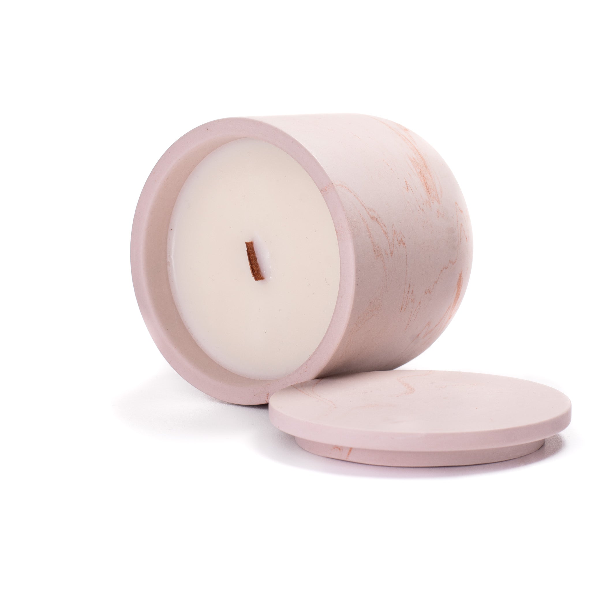 Unscented candle in a marbled Shades of Marbled Clay jar, hand-poured in Denmark