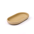Handmade tray in Fjord Sand from Denmark. Minimalist Danish decor on white background.
