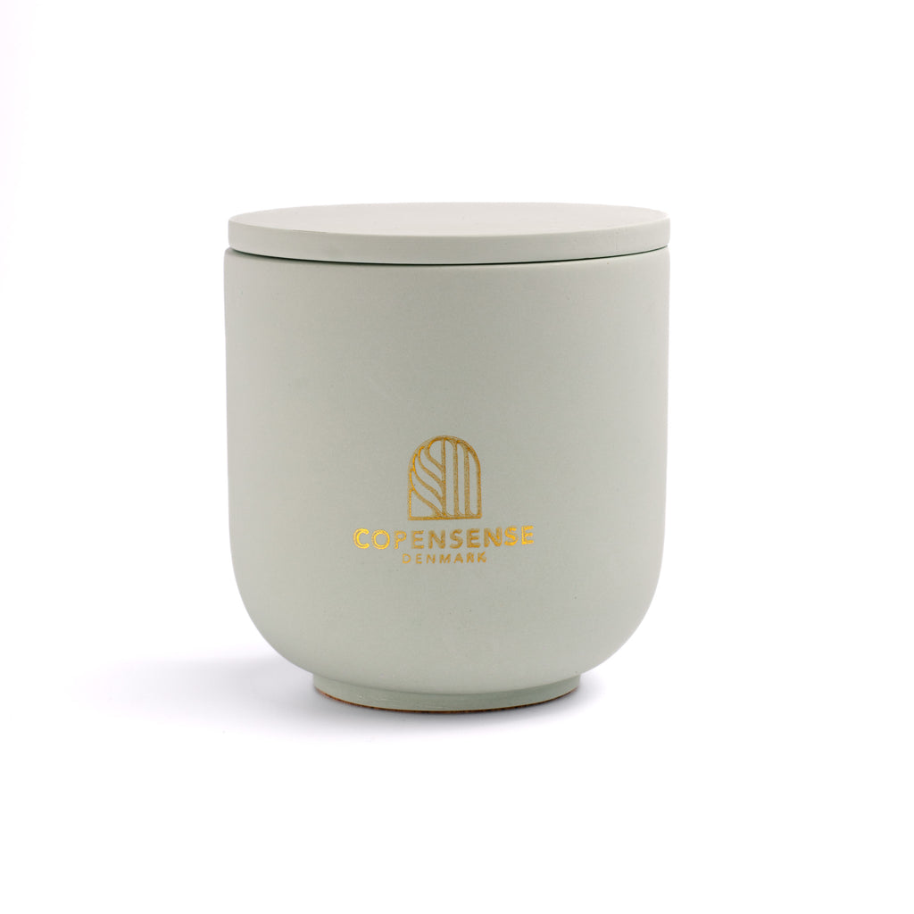 Herbal Sanctuary scented candle in a solid Blue Sage jar, hand-poured in Denmark