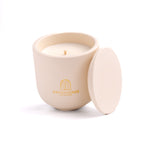 Intense Silence scented candle in a Warm Oat jar, hand-poured in Denmark
