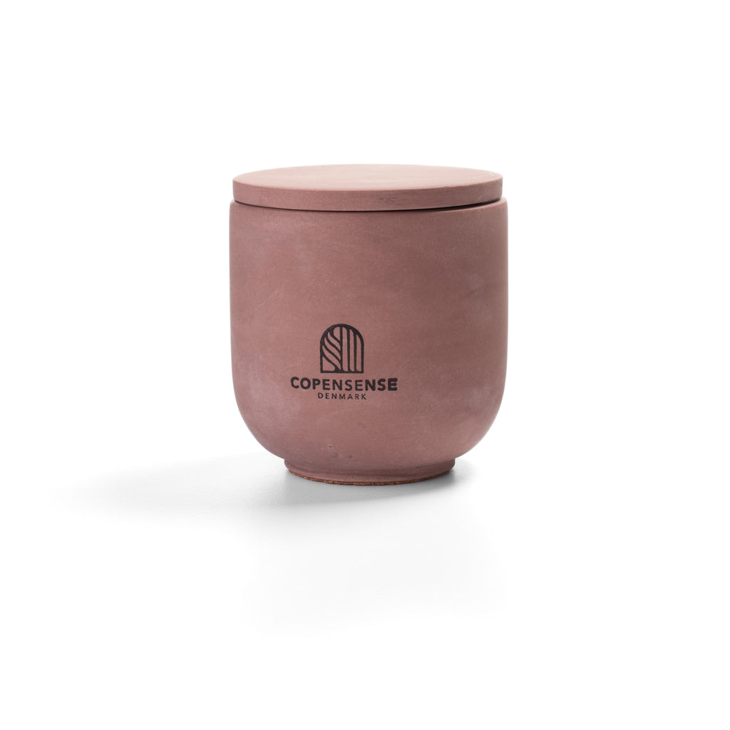 Unscented candle in a marbled Shades of Marbled Earth jar, hand-poured in Denmark