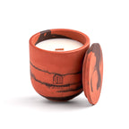 Unscented candle in a marbled Shades of Marbled Earth jar, hand-poured in Denmark