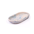 Handmade marbled tray in Shades of Marbled Sky: Chapter 9.8 from Denmark. Minimalist Danish decor on white background.