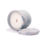 Unscented candle in a marbled Shades of Marbled Sky jar, hand-poured in Denmark