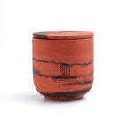 Unscented candle in a marbled Shades of Marbled Earth jar, hand-poured in Denmark