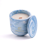 Unscented candle in a Shades of Marbled Sky jar, hand-poured in Denmark