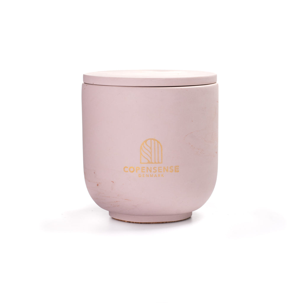 Unscented candle in a marbled Shades of Marbled Clay jar, hand-poured in Denmark