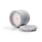 Unscented candle in a marbled Shades of Marbled Sky jar, hand-poured in Denmark