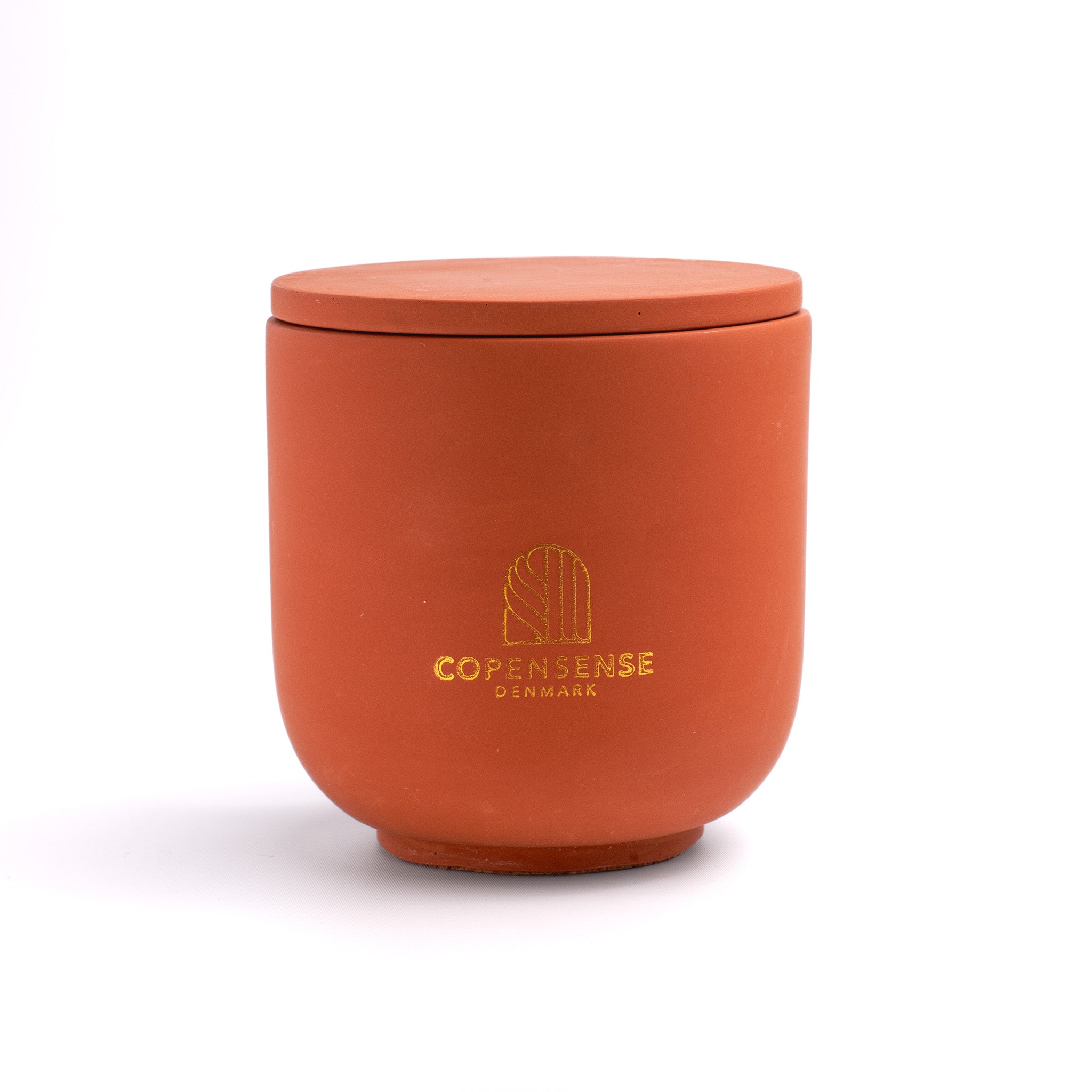 Unscented candle in a solid Shades of Marbled Earth jar, hand-poured in Denmark