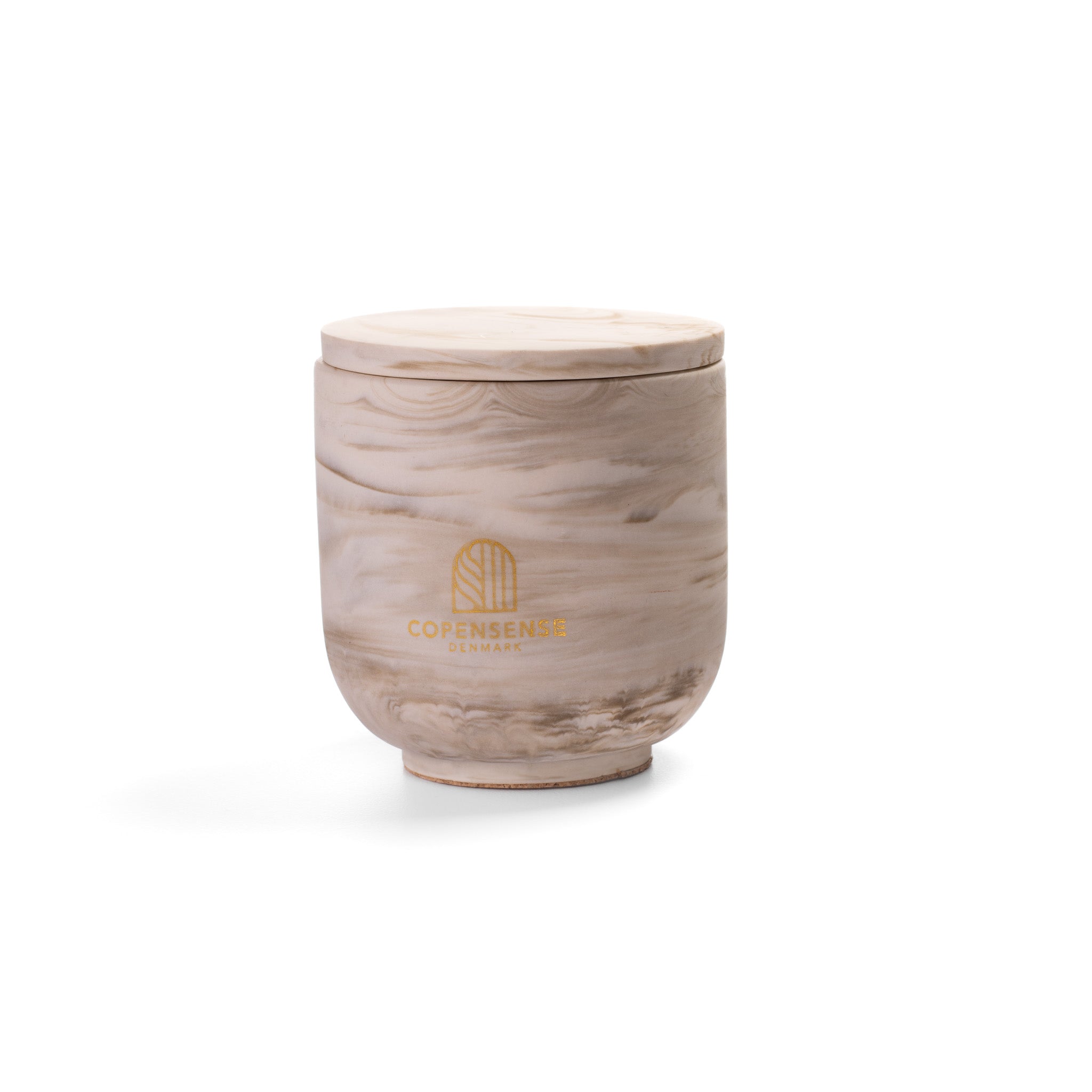 Unscented candle in a marbled Shades of Marbled Clay jar, hand-poured in Denmark