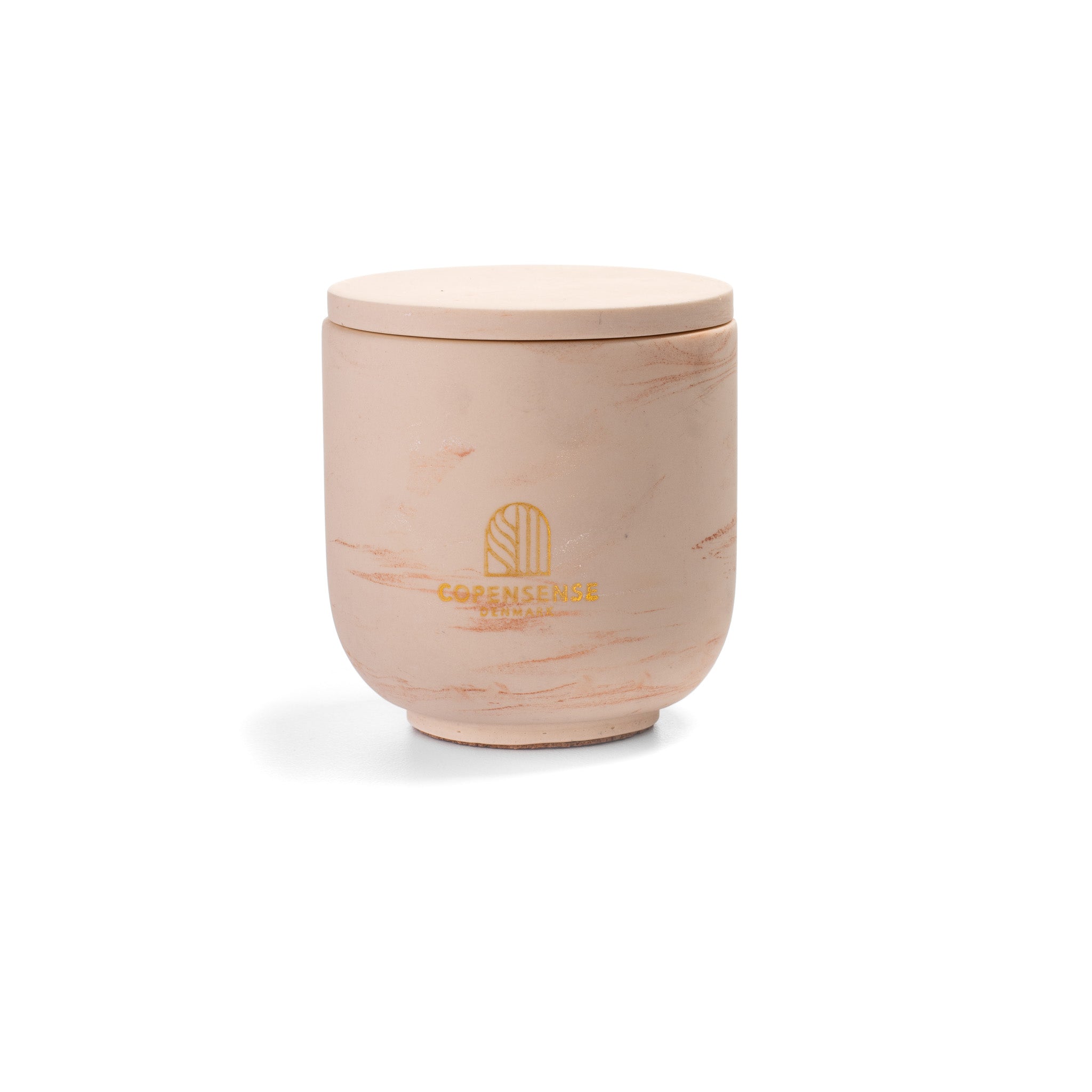 Unscented candle in a marbled Shades of Marbled Clay jar, hand-poured in Denmark