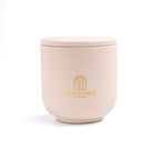 Intense Silence scented candle in a solid Warm Oat jar, hand-poured in Denmark
