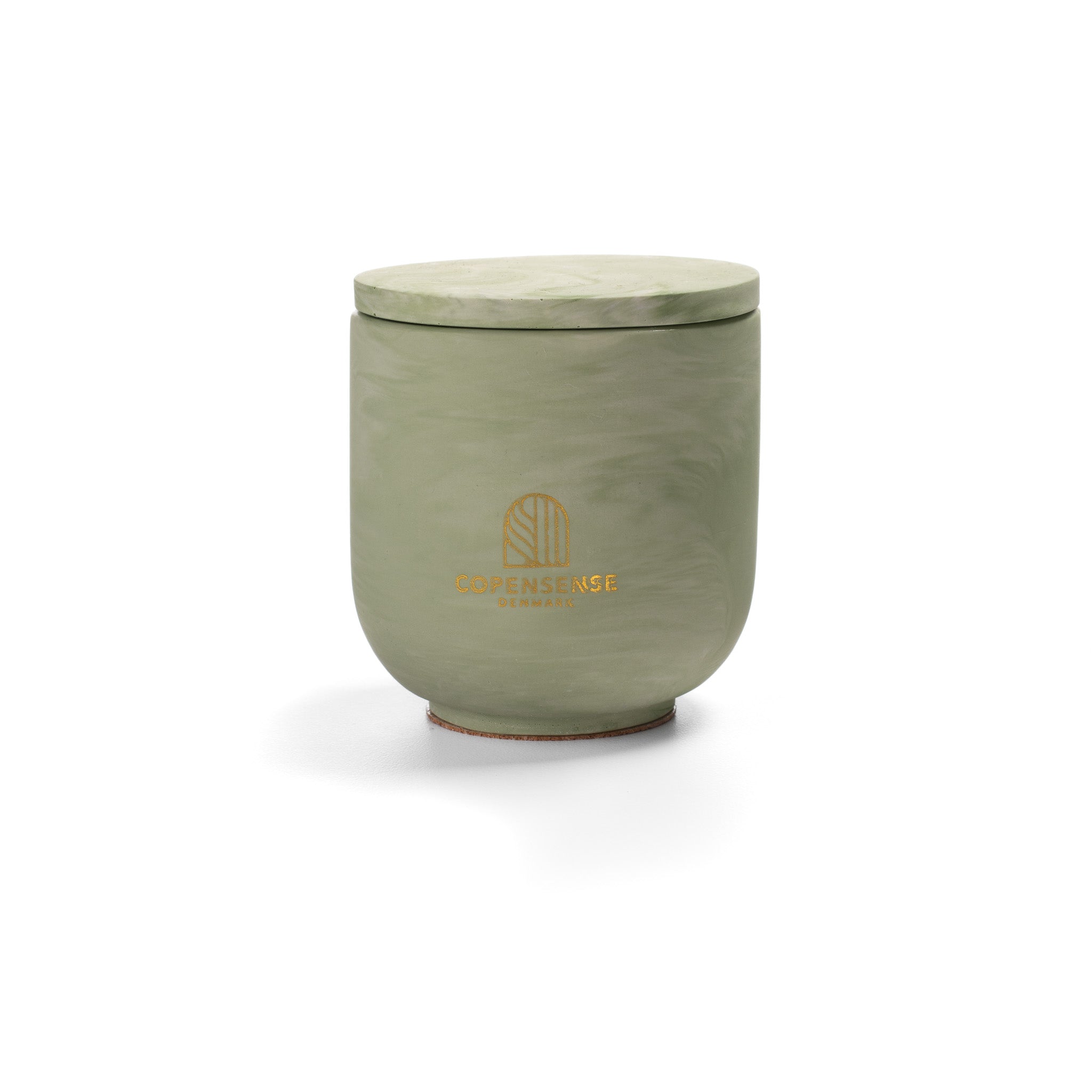Unscented candle in a marbled Shades of Marbled Moss jar, hand-poured in Denmark