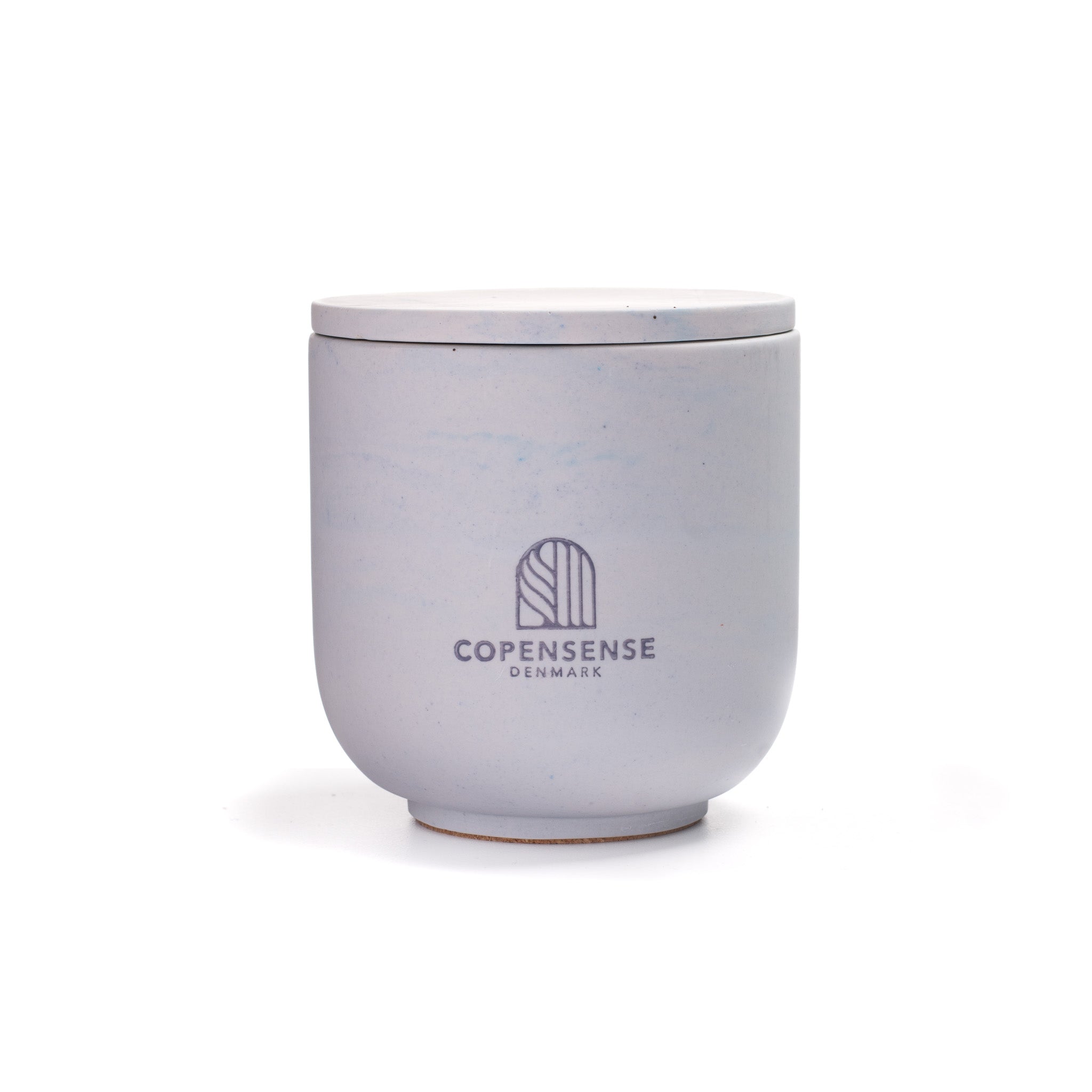 Unscented candle in a marbled Shades of Marbled Sky jar, hand-poured in Denmark