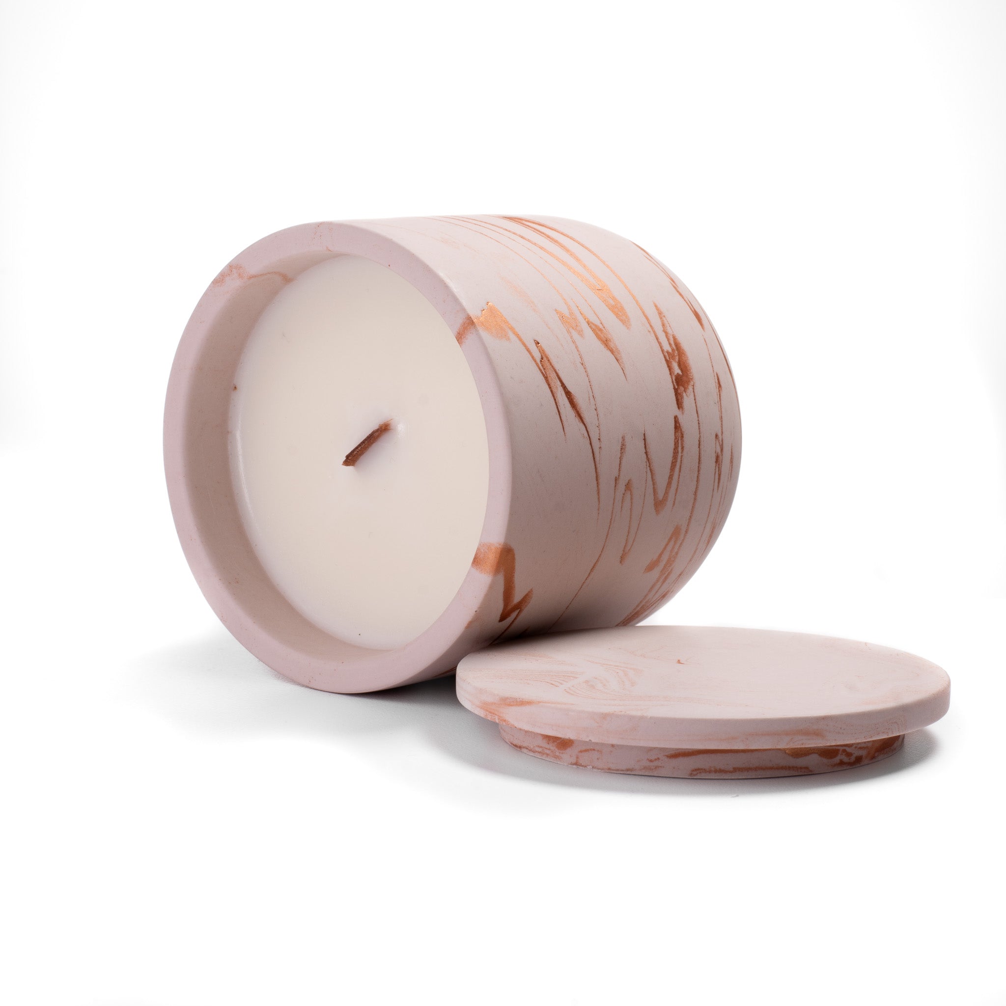 Unscented candle in a marbled Shades of Marbled Clay jar, hand-poured in Denmark