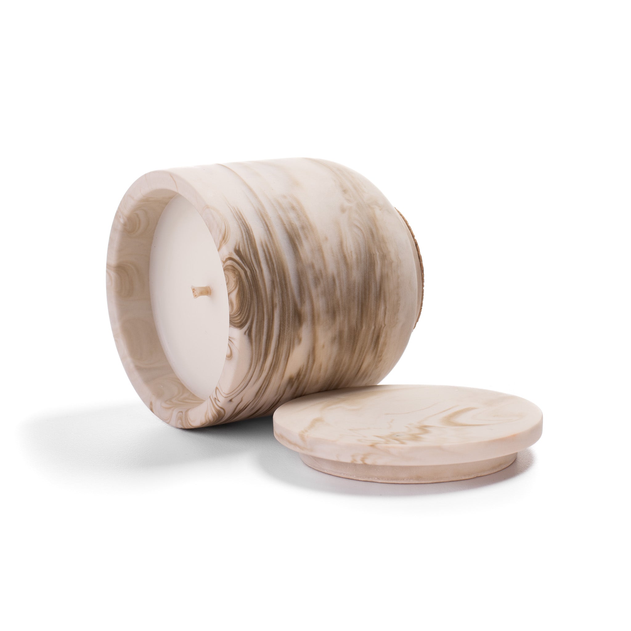 Unscented candle in a marbled Shades of Marbled Clay jar, hand-poured in Denmark